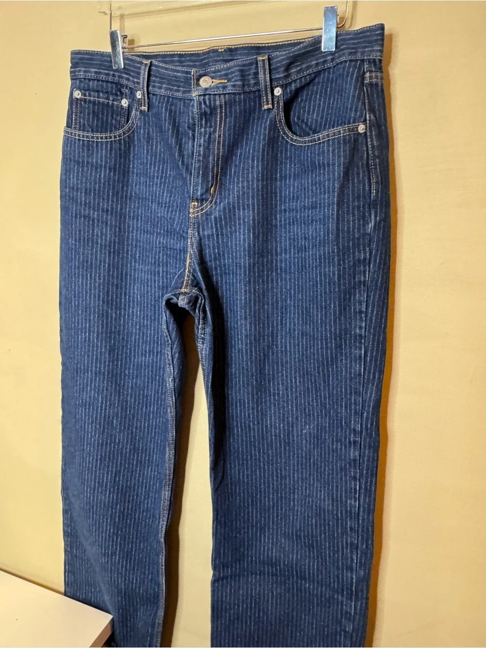 Levi’s 505 Pinstripe Straight Leg Jeans Women’s W32 L30 Blue Denim